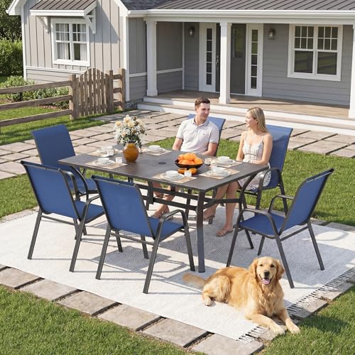 Image of Outdoor Patio Chairs Set of 6 Stackable Dining Chairs All-Weather Textilene Furniture Set for Pool, Deck, Backyard, Garden