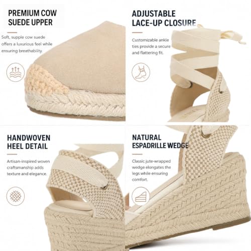 Image of Women's Espadrille Wedge Sandals Closed Toe Lace-Up Shoes