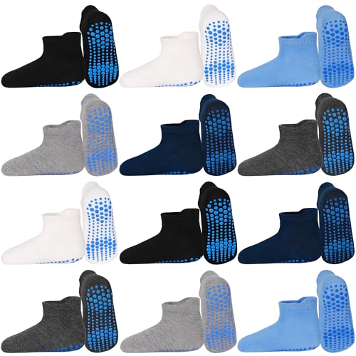 Image of HYCLES Toddler Girl Socks, 12 Pairs Non Slip Ankle Toddler Socks for 1-7 Years Baby Girls Kids