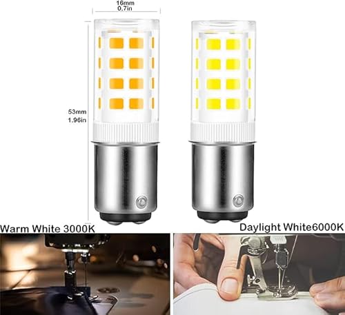 Ssxbf RIV001 Ba15D Led Double Contact Bayonet Base 120 Volts 4W Bulb,Daylight 6000K,40W Halogen Replacement Bulb,No-Dimmable Sewing Machine Bulbs Pack Of 2…… thumb #3