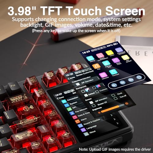 Image of Aula L99 Wireless Mechanical Gaming Creamy Keyboard with Smart Touch Screen | Tri-Mode Hot Swappable Custom Keyboard,RGB Backlit,PBT Keycap,Gasket Mount Creamy Sounding Keyboards for Office PC,84 Keys