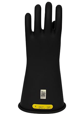 National Safety Apparel Class 2 Black Rubber Voltage Insulating Gloves, Max. Use Voltage 17000V AC/25500V DC (GC2B11)