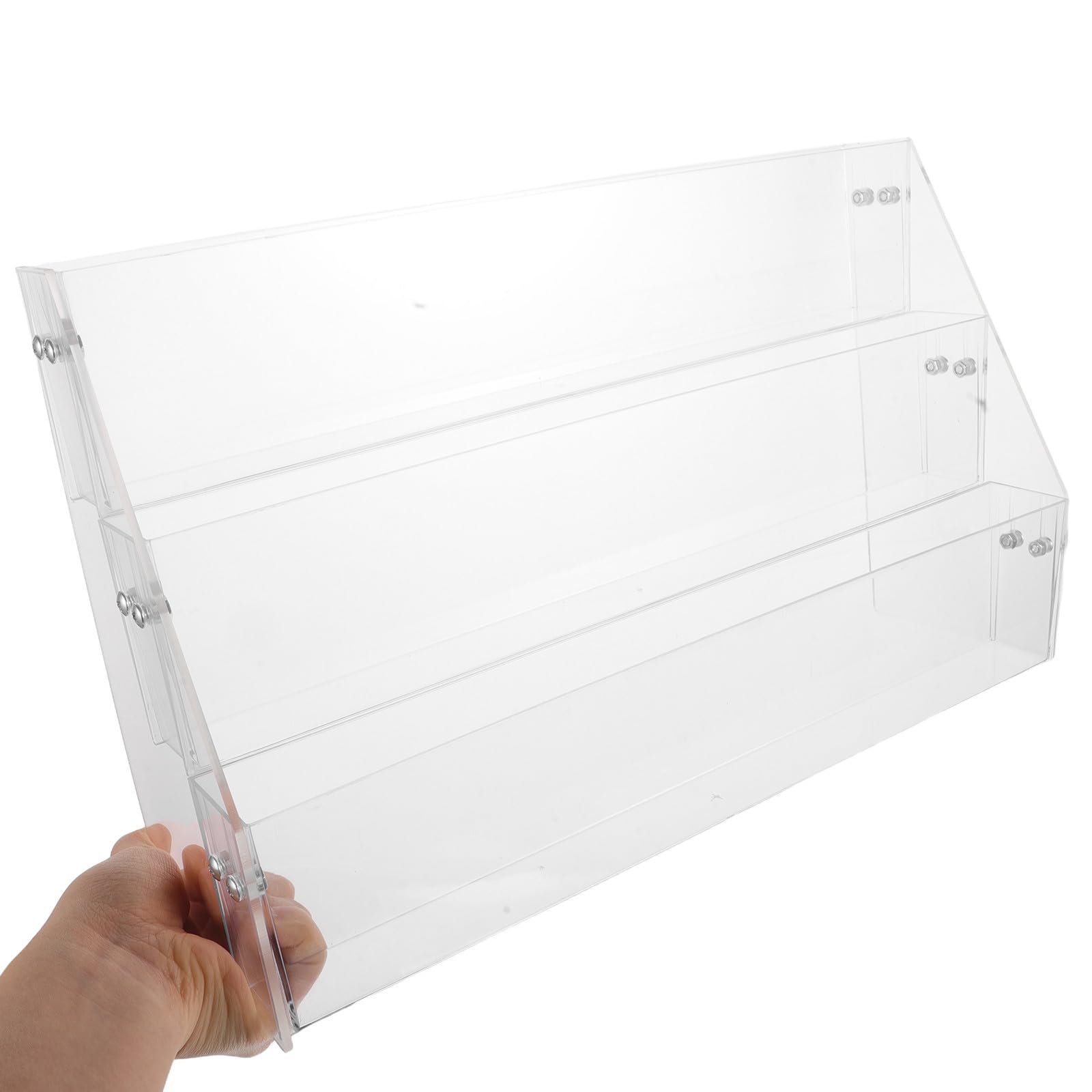 Présentoir à Cartes Postales en Acrylique Rigide Transparent, Support de Rangement Bureau 3 Niveaux, Porte-Badges et Stickers pour Organisation Bureau