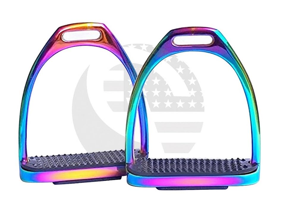 4 Inch Rainbow Multi Color Horse Stirrups Gloss Fillis Riding Stirrups Stainless Steel
