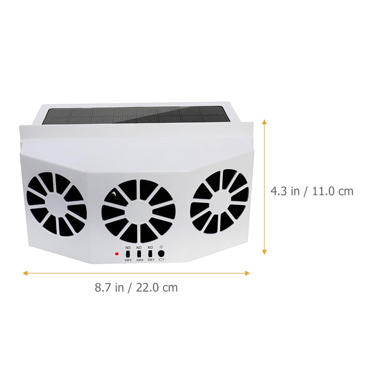 Ventilatore di Raffreddamento per Auto Solare 1200mah Bianco Abs