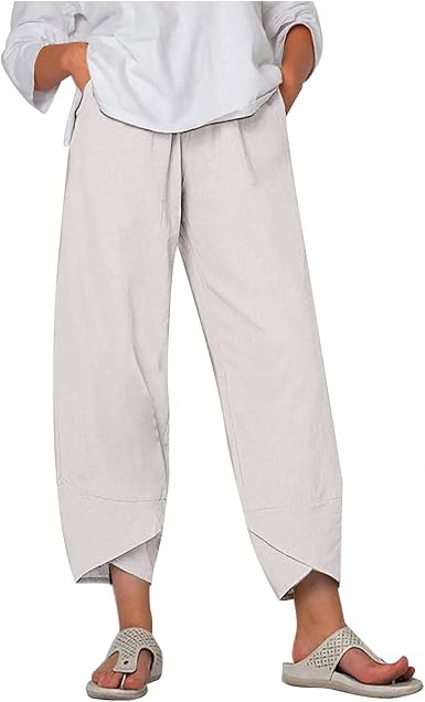 Amazon.com: SPMGOYV Pantalones capri para mujer, algodón y lino, pierna  ancha, pantalones de verano, playa, tallas grandes, pantalones capri  casuales sueltos : Ropa, Zapatos y Joyería