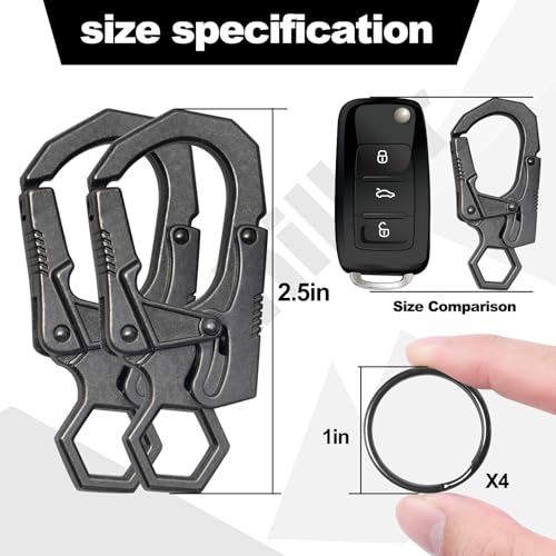 Image of Ahiller Double Locking Carabiner Clip - Zinc Alloy Mens Keychain for Keys | Unisex,Dual Press Double Lock, Anti Misopening,Heavy Duty,Suitable for Car Keys,Belt,Backpack,Hiking,Riding,Outdoor Camping