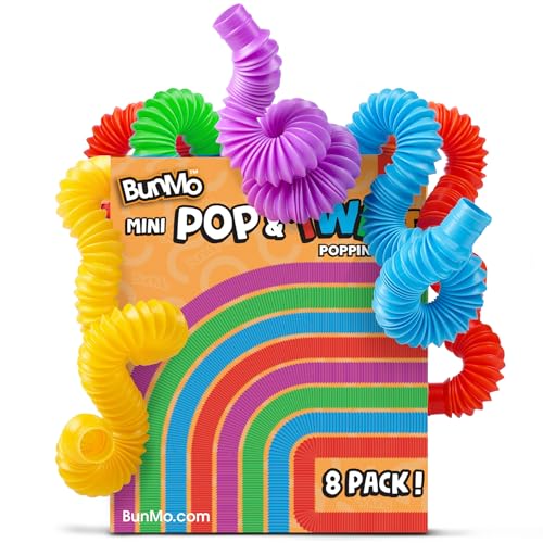 Image of BUNMO Pop Tubes - Sensory Toys - Fidget Toys - Imaginative Play & Stimulating Creative Learning - Hours of Fun for Kids - Tons of Ways to Play - Non-Mouthable Toy 3+ - 8 Pack Small