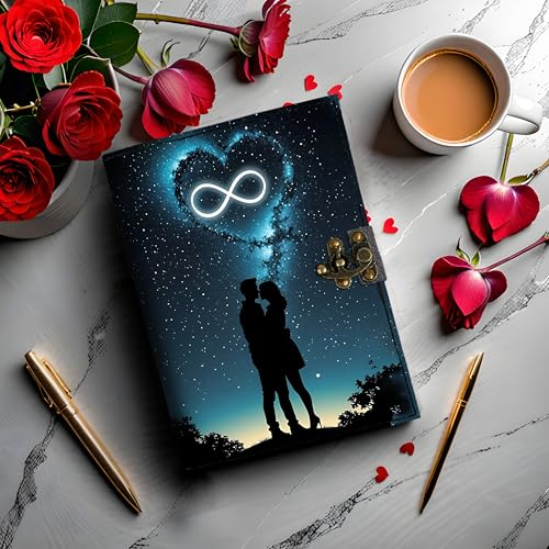 Image of Mr KRAFT Handcrafted A5 120 GSM Premium White Paper Infinite Love Couple UV Print Diary Leather Journal with Unique UV Love Print Writing Diary Notebook Unruled Personal Diaries for Men,Women-5x7 (Infinity)