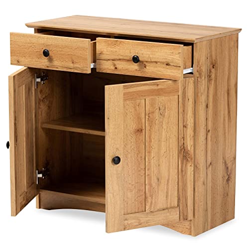 Baxton Studio Lauren Modern And Contemporary Oak Brown Finished Wood 2-Door Buffet Kitchen Cabinet #TOP1