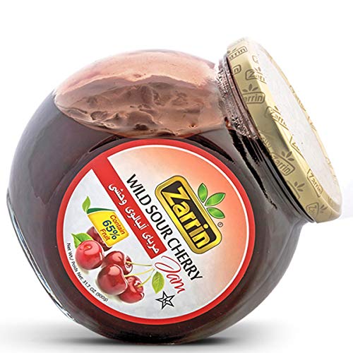 Zarrin - Wild Sour Cherry Preserve, 31.7 Oz (900G), Contains 65% Of Pitted Cherries #TOP2