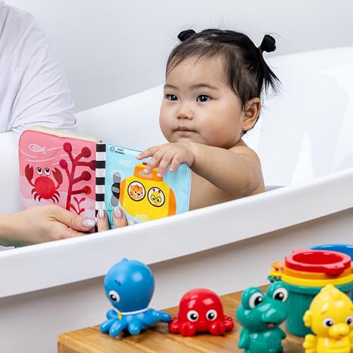 Image of Baby Einstein Ocean Explorers Opus Bath Pals 11-Piece Gift Set, Waterproof Bath Book, Bath Cups, Animal Shape Bath Toys for Baby and Toddler, Ages 3 Months and Up
