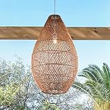 YGZPALH Lámpara Colgante Rústica De Ratán Costero, Estilo Retro, Estilo Bohemio, Con Pantalla De Mimbre, Una Luz, Hecha A Mano, Para Pasillo, Entrada, Comedor Y Dormitorio.