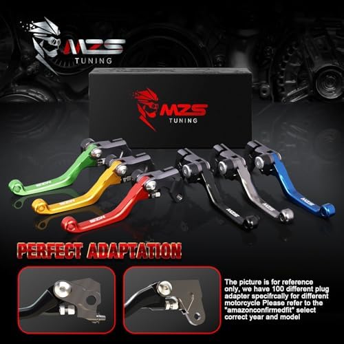 MZS Dirt Bike Brake Clutch Levers, Pivot Adjustable CNC Green Compatible with KX65 2000-2026 / KX85 2001-2025 / KX100 2001-2021 / KX125 2000-2005 / KX250 2000-2004 / KX250F 2004