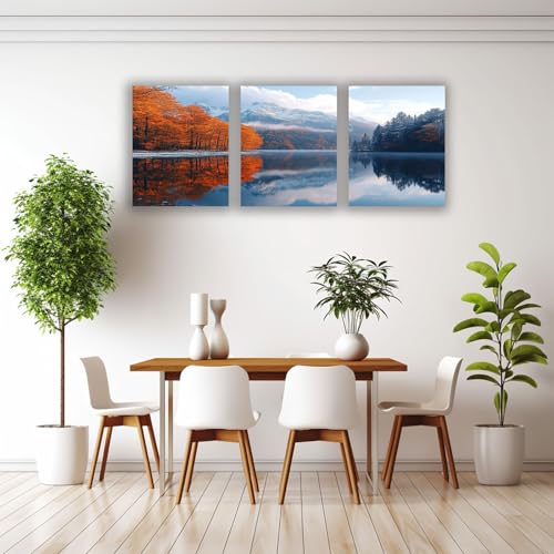 Tableau decoration murale moderne salon triptyque montagne toile