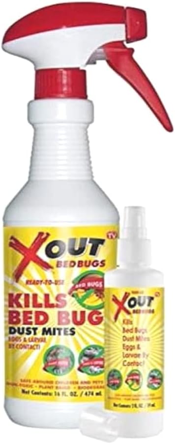 Xout Anti Bed Bug Spray, Kills Bed Bugs and Dust Mites, Eggs and Larva on Contact, Ready to Use, Refreshing Scent, Safe Around Children and Pets, All Natural Plant Based Formula