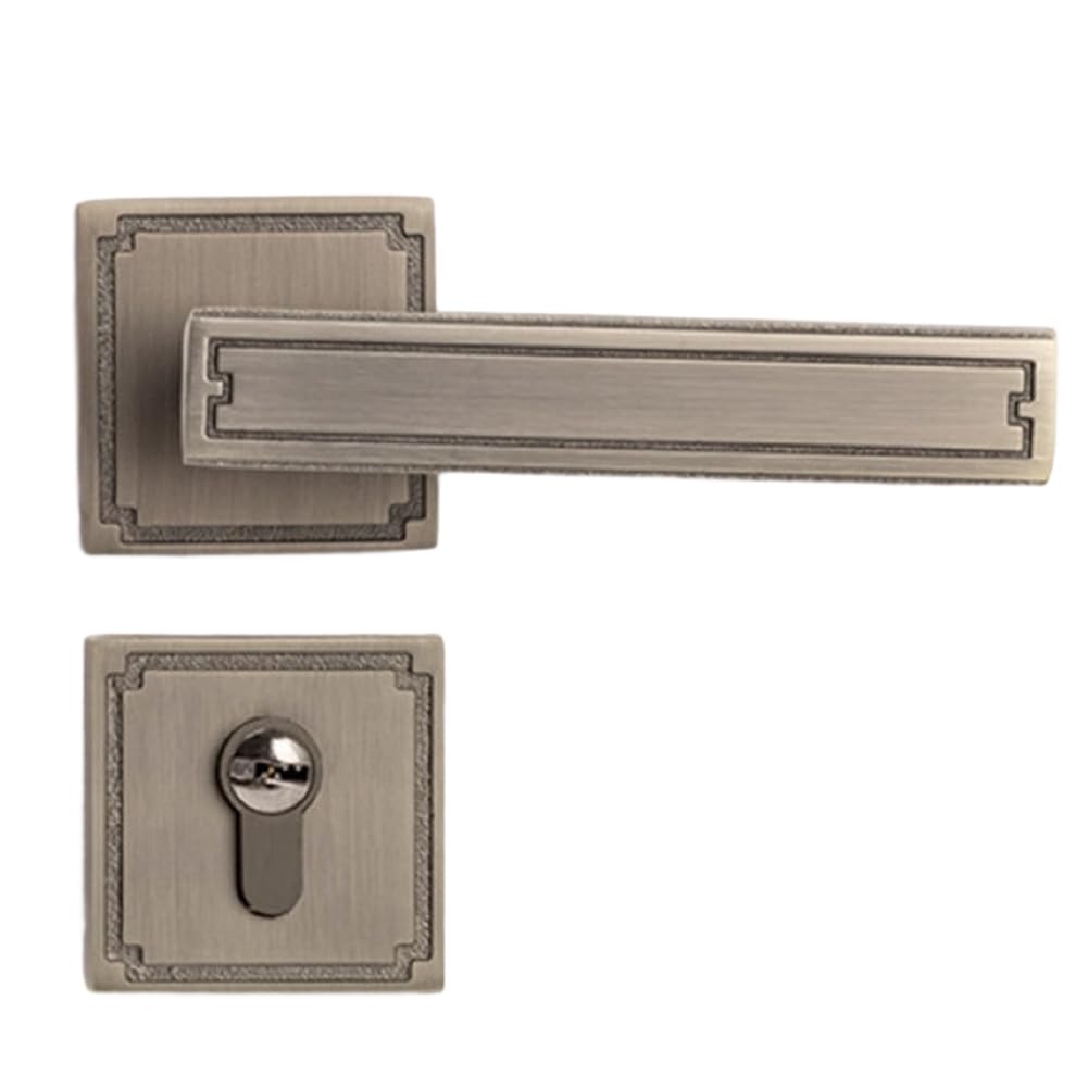 Serrure de porte pour chambre et maison style rétro cyan poignée bois