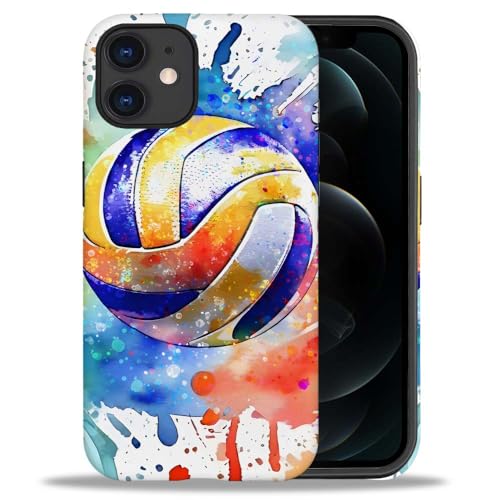 yicomon Compatible with iPhone 12/12 Pro Case, Colorful Volleyball Sport Pattern Print Matte Phone Case Durable Fashion Funny Liquid Silicone Case Soft Anti-Scratch Shockproof Protective Cover