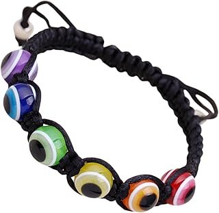 Bracelets de Perles le Mauvais Œil Tressés Arc-en-Ciel, Chaîne Réglable, Design Unisexe, Adaptés pour Yoga et Usage Quotidien