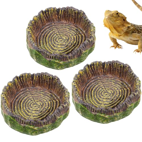 Telooco 3Pcs Reptile Water Dish Hermit Crab Water Bowl Small Reptile Feeding Dish for Bearded Dragon Lizard Leopard Gecko
