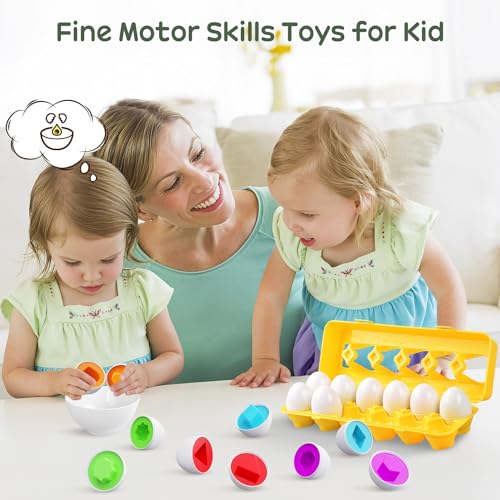 CPSYUB Matching Eggs Toys Color & Shape Recognition Sorter Puzzle, Montessori Toys for Baby Easter Travel Bingo Game, Sensory Early Learning Fine Motor Skills for Year Old Kids - Image 6