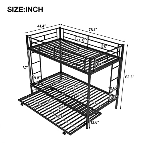 Twin Over Twin Metal Bunk Bed with Trundle GoTinySpace
