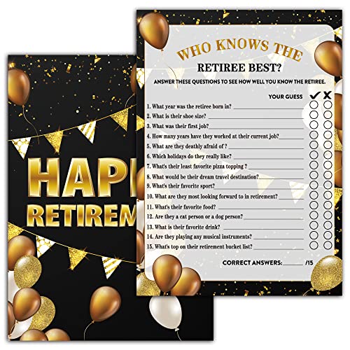 Disfuco Retirement Party Games - Who Knows The Retiree Best Retirement Games - 30 Game Cards – Retirement Party Favors Supplies Decorations (01)