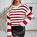 Stripe Sweater for Women Fashion Crew Neck Long Sleeve Knit Jumper Casual Warm Loose Business Office Winter Tunic Top