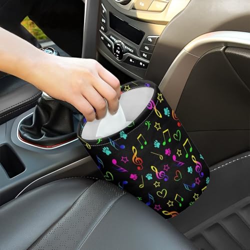 Image of Colorful Music Notes Cute Car Trash Can Seat for Car Front Seat, Back Seat, Floor, Headrest, Rubbish Bin Car Accessories Interior Universal