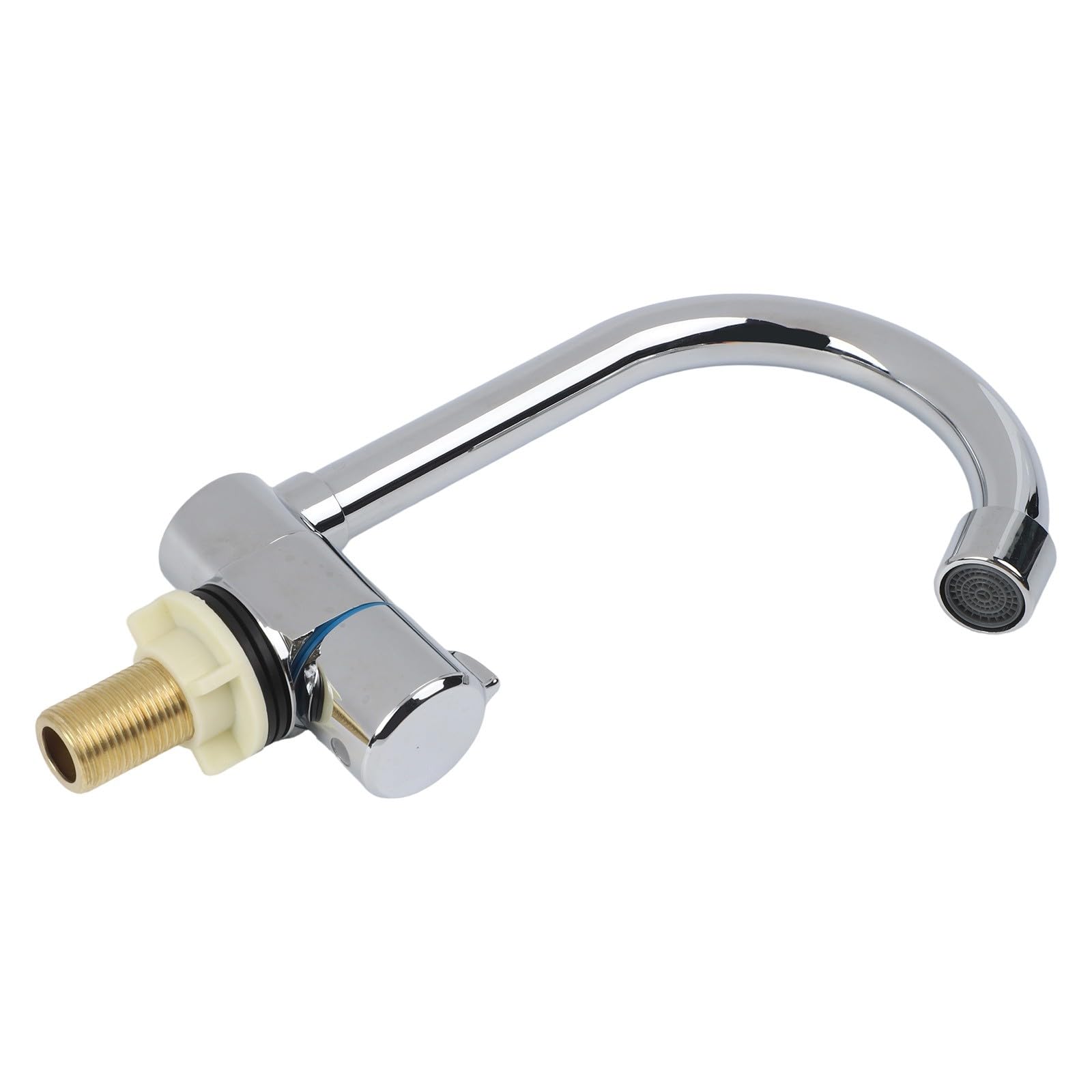 Robinet d'évier pliable pour camping-car rotatif à 360° pour acier inoxydable G1/2 filetage eau froide simple avec finition chromée pour camping-car, yacht, cuisine