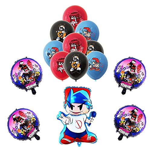 QICI 23Pcs Friday Night Funkin Balloons, Friday Night Funkin Birthday Party Supplies for Kids Baby Shower Birthday Party Decorations Include 5 Foil Balloons and 18 Latex Balloons