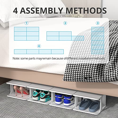 ZOINLIY Stackable Shoe Organizer for Closet, Small Shoe Rack for Entryway, Bedroom, Dorm Rooms, Free Standing Shoe Shelf, Plastic Shoe Cubby for Small Space, Grey Space Saver Shoe Holder by ZOINLIY - Used condition - Image 2