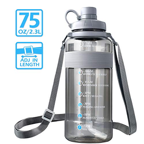 2.3L/ 75 oz Water Bottle with Handle Silicone, Lightweight Portable Water Bottle