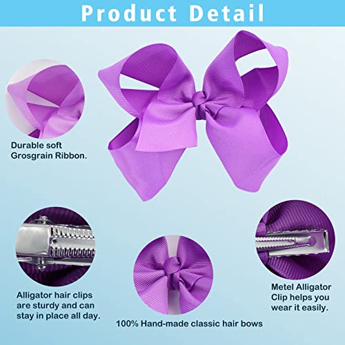 20 Pcs 6 Inches Hair Bows Clips,Boutique Grosgrain Ribbon Big Hair Bow,Hair Barrettes Hair Accessories With Alligator Clips,Alligator Hair Clips For Baby Girls Toddlers Teens Kids 20 Colors #TOP3