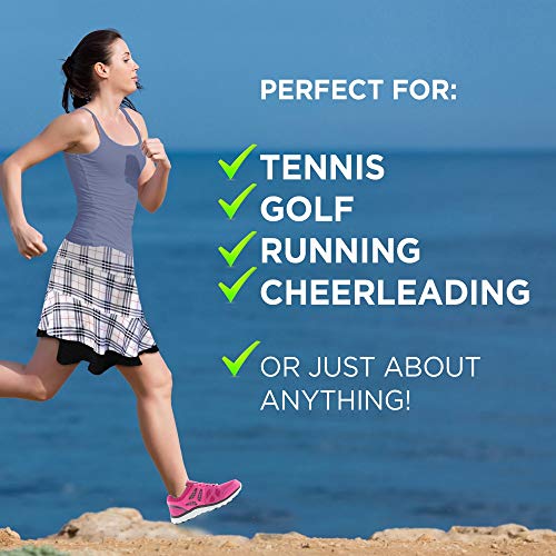 Xrszchic Womens Tennis Golf Skirt Athletic Exercise Printed Skorts Short Pocket (Tartan Black Plaid, Large) #TOP5