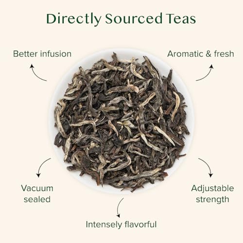 Image of VAHDAM White Mountain Oolong Tea Loose Leaf (25 Cups /1.76oz) Pure Oolong Tea Leaves | High Elevation Grown | Vacuum Sealed | Brew Hot, Iced, Kombucha