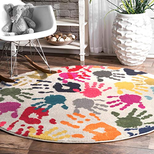 Nuloom Pinkie Handprint Nursery Kids Area Rug, 8 Ft X 10 Ft, Multi #TOP4