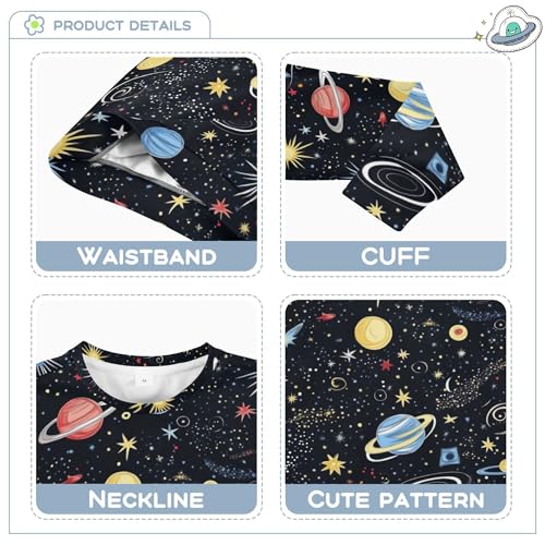 JUNZAN Space Starry Sky Cosmic Planets Little Kids Hoodie Sweatshirt Long Sleeve Sweatshirt With Hoodie Camping 4T3