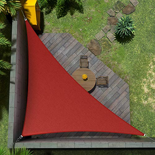Amgo ATAPT10 Toldo de tamaño personalizado de 11 x 12 x 16.3 pies, tamaño personalizado, triángulo rojo, 95% de bloqueo UV, permeable al agua y al aire, comercial y residencial (personalizamos)
