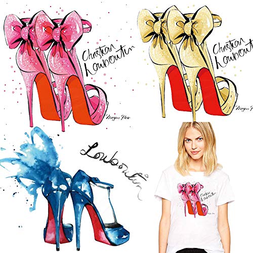 High heel shoes iron on stickers set hot fashion heat transfer sh…