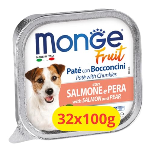 Monge Fruit Umido Cane Paté e Bocconcini con Salmone e Pera - 32x100g