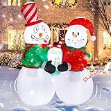 Elegear 6FT Animated Christmas Inflatables Outdoor Decorations, Shivering Snowman Inflatables Built-in LED Lights, Two Funny Snowmen Christmas Blow Up Yard Decorations for Xmas Party Indoor Outdoor