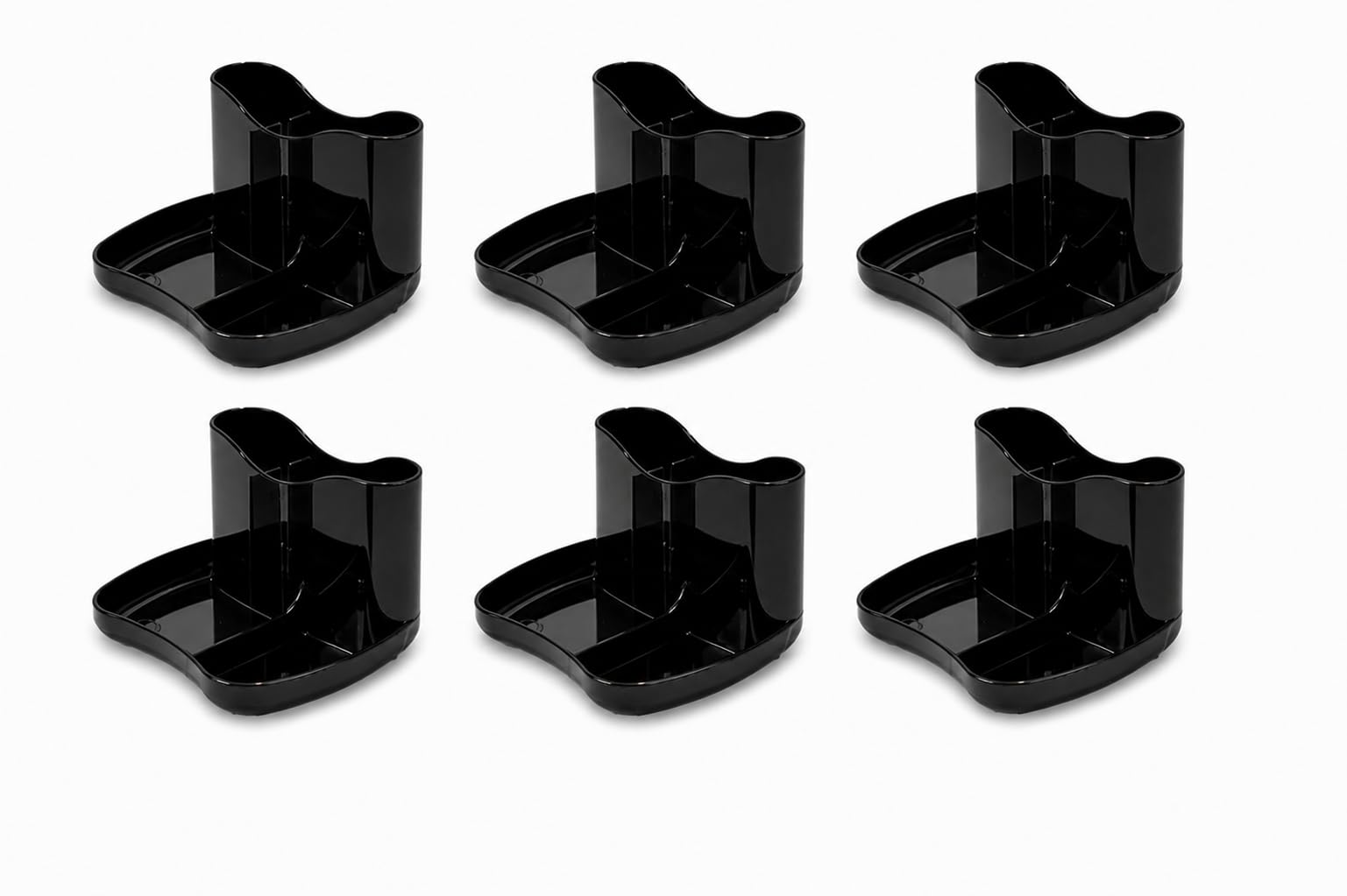 Deflecto Pack of 6 Gemstone collection Contemporary Kaddymaster Desk Tidy - Onyx