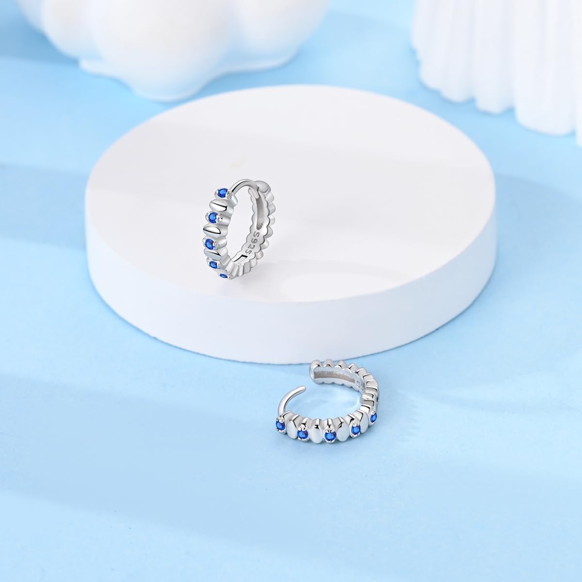 Hapour 925 Sterling Silver Hoop Earrings for Women Gold Plated Small Huggie Hoop Earrings Leaf Dragonfly Sun Earrings Cubic Zirconia Lightweight Cartilage Helix Earrings - Image 2