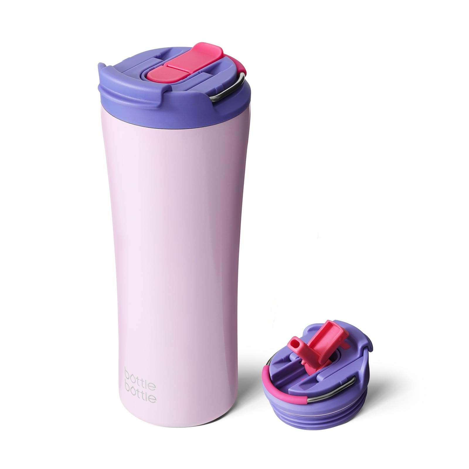 BOTTLE BOTTLE Insulated Coffee Tumblers with Dual-use Lid and Straw Double Walled Iced Travel Coffee Mug for Woman and Man 18 oz Stainless Steel Tumbler with Handle(Cherry Blossoms)