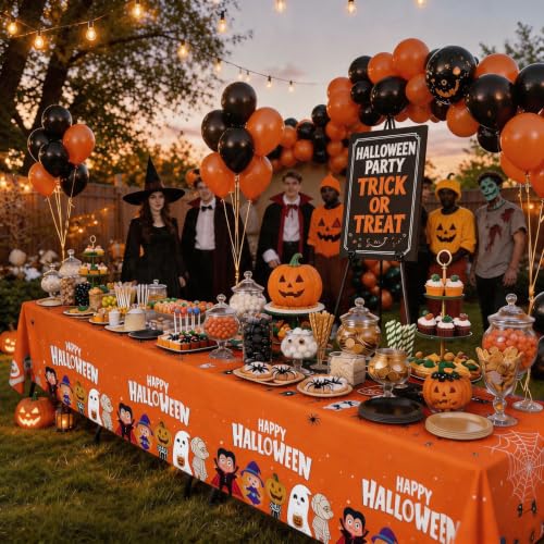 Image of Halloween Tablecloth Disposable Table Cover Kids Birthday Party Decoration