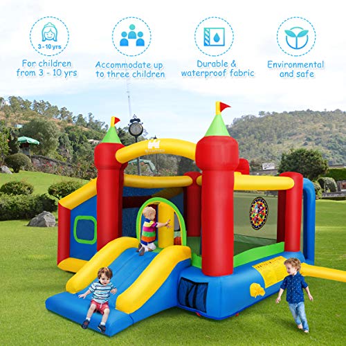 Costzon Inflatable Bounce House, 7-in-1 Bouncy House for Kids Indoor Outdoor Party with Football & 100 Ocean Balls, Basketball Rim, Toddler Jumping Bouncy Castle Gift Boys Girls - Image 7