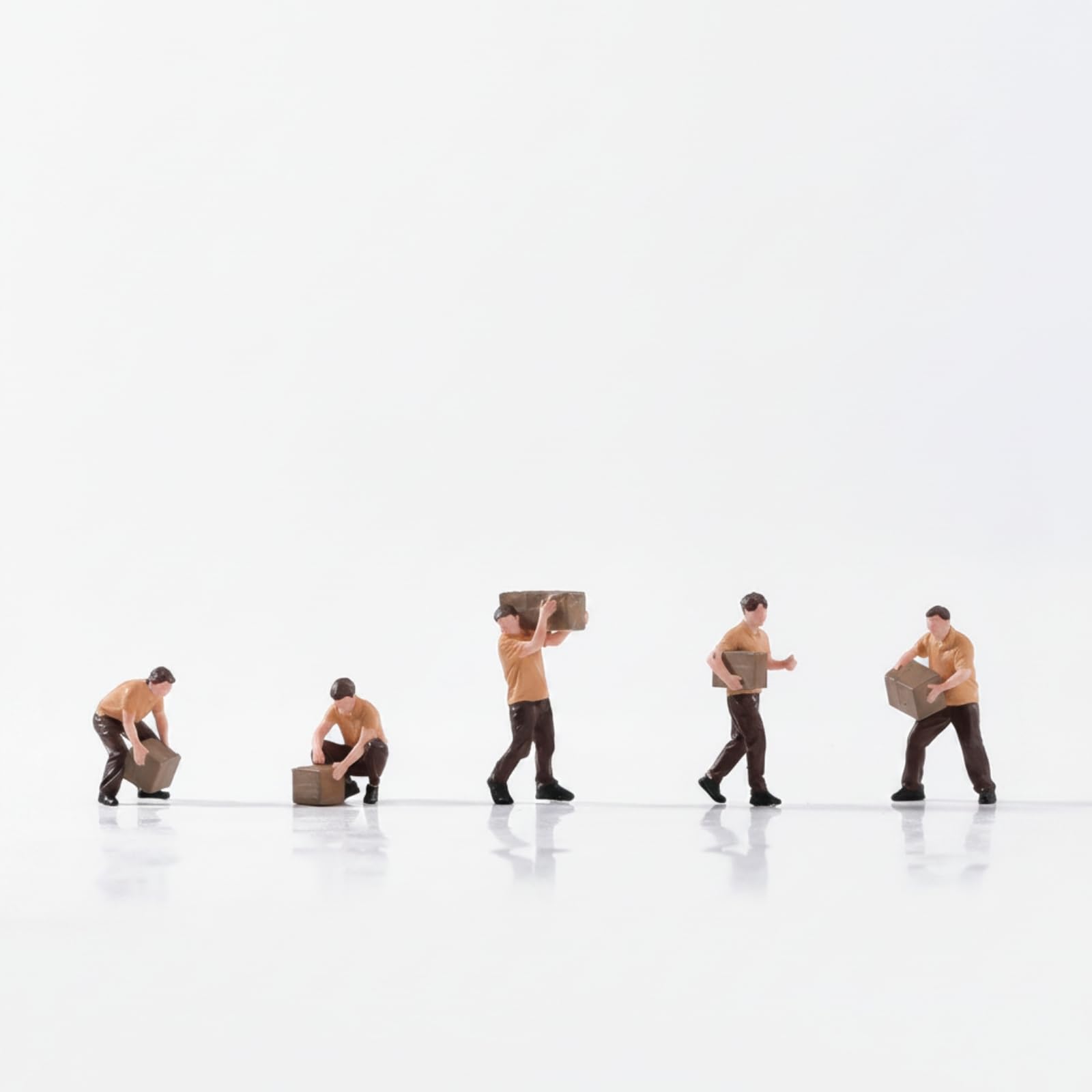 5 Stück kurier-Figuren im maßstab 1:64 handbemalt paketzusteller-Figuren aus kunstharz realistisch modellfiguren für Modellbau-Layout