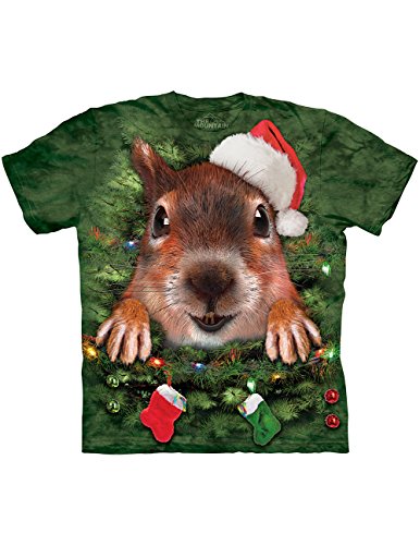 The Mountain Men's Xmas Tree Squirrel T-Shirt L Green