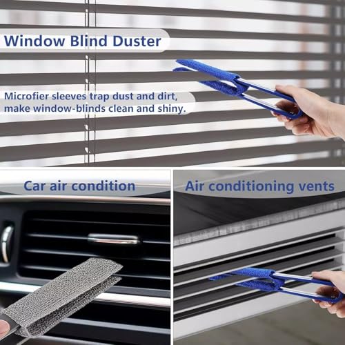 Image of 4 Pcs Multicolor Reusable Window Blinds Duster, Cleaner Duster Brush, Cleaning Tools for Window, Air Conditioner Vents, Fans, Car Vents